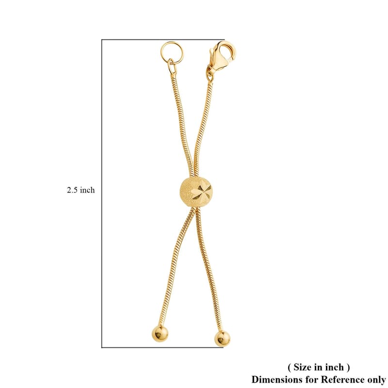14K Yellow Gold Over Sterling Silver Snake Chain Bolo Extender with 9MM Lobster Lock