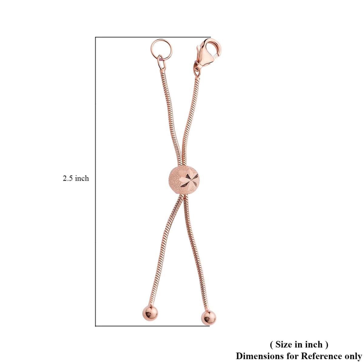 14K Rose Gold Over Sterling Silver Snake Chain Bolo Extender with 9MM Lobster Lock image number 2