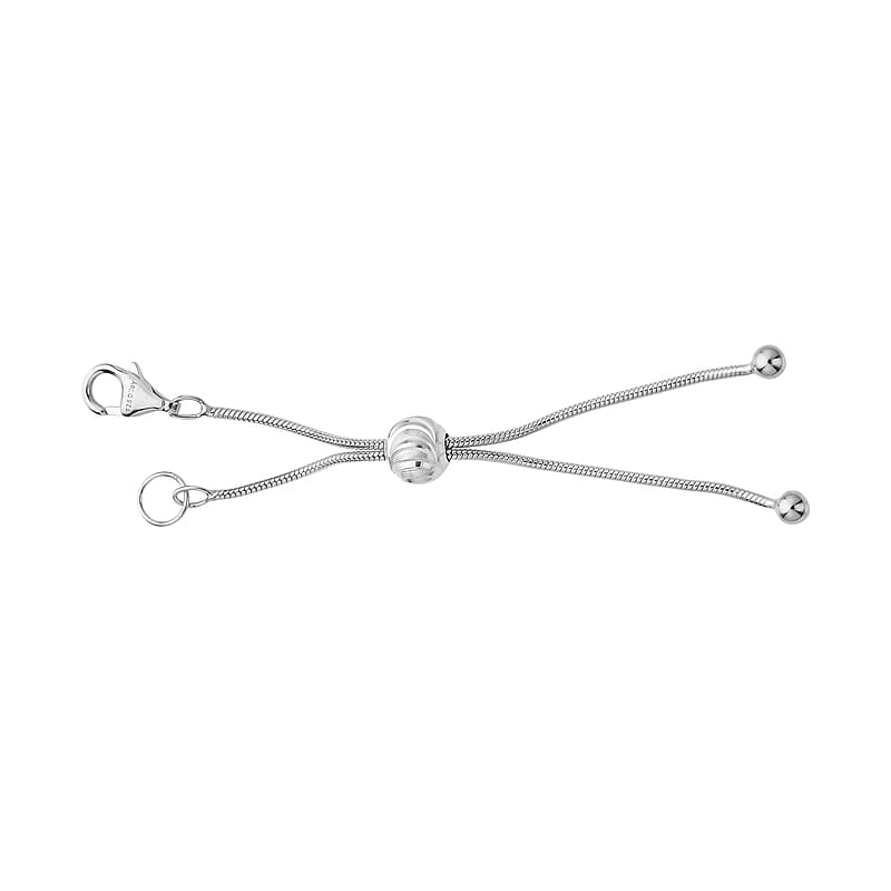 Rhodium Over Sterling Silver Snake Chain Bolo Extender with 9MM Lobster Lock