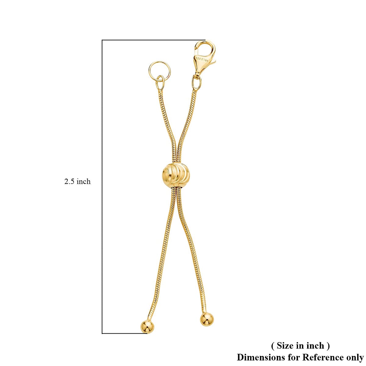 14K Yellow Gold Over Sterling Silver Snake Chain Bolo Extender with 9MM Lobster Lock image number 2
