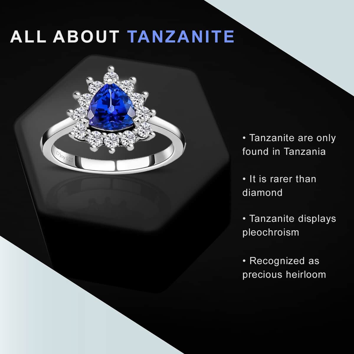 AAA Tanzanite, Moissanite Engagement Ring in Platinum Over Sterling Silver,Halo Ring For Women,Promise Rings 1.40 ctw (Size 7) image number 3