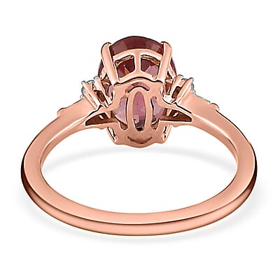 Luxoro 10K Rose Gold Premium Red Rose Apatite and G-H I3 Diamond Ring (Size 10.0) 2.20 ctw