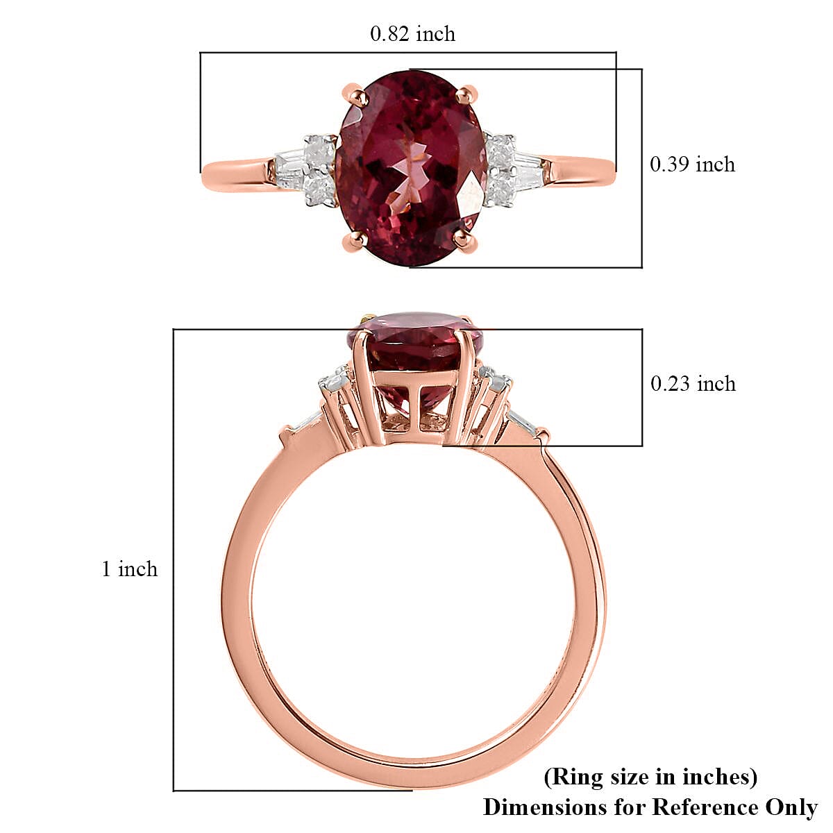 Luxoro 10K Rose Gold Premium Red Rose Apatite and G-H I3 Diamond Ring (Size 10.0) 2.20 ctw