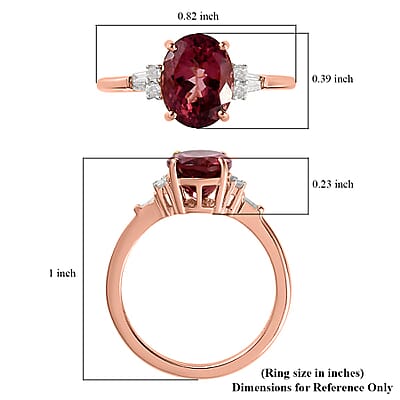 Luxoro 10K Rose Gold Premium Red Rose Apatite and G-H I3 Diamond Ring (Size 10.0) 2.20 ctw