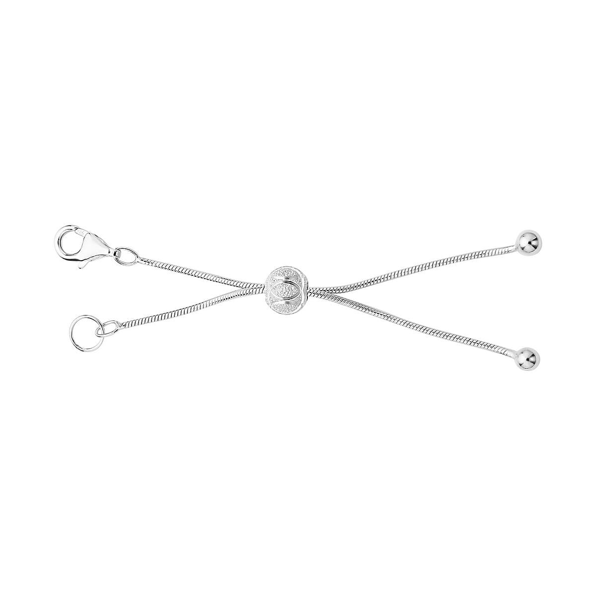 Rhodium Over Sterling Silver Snake Chain Bolo Extender with 9MM Lobster Lock image number 0