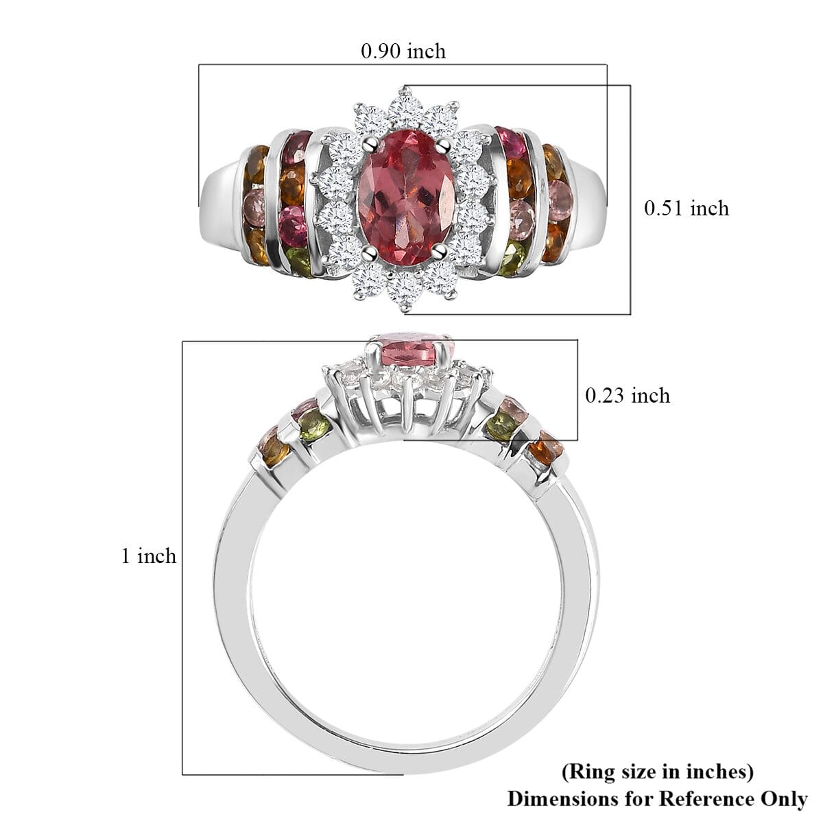 Natural Rose Apatite and Multi Gemstone Floral Ring in Platinum Over Sterling Silver 1.75 ctw image number 5