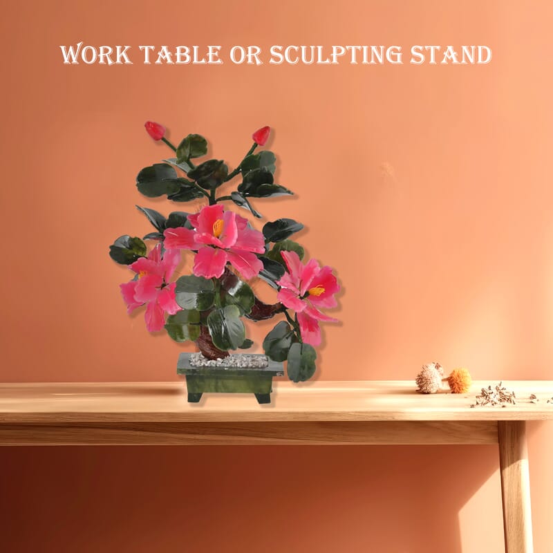 Pink Bonsai Ancient Style Flower and Tree Made with Serpentine Stone