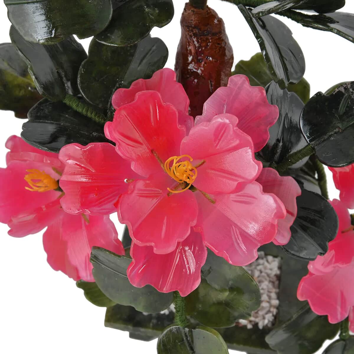 Pink Bonsai Ancient Style Flower and Tree Made with Serpentine Stone image number 6