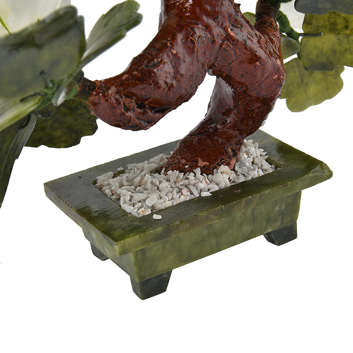 White Bonsai Ancient Style Flower and Tree Made with Serpentine Stone image number 4