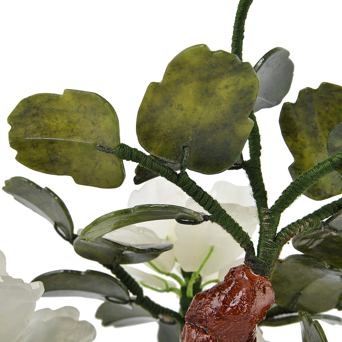 White Bonsai Ancient Style Flower and Tree Made with Serpentine Stone image number 5