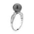 Tahitian Cultured Pearl and Moissanite Ring in Rhodium Over Sterling Silver (Size 10.0) 0.12 ctw image number 3