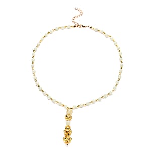 Feng Shui Luminous Beaded with Pi Xiu Pendant Necklace 18 Inches in Goldtone 79.00 ctw