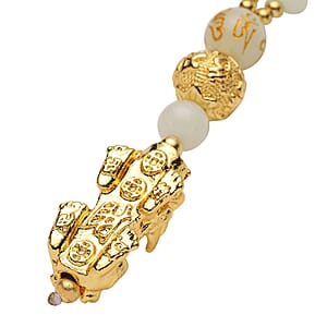 Feng Shui Luminous Beaded with Pi Xiu Pendant Necklace 18 Inches in Goldtone 79.00 ctw