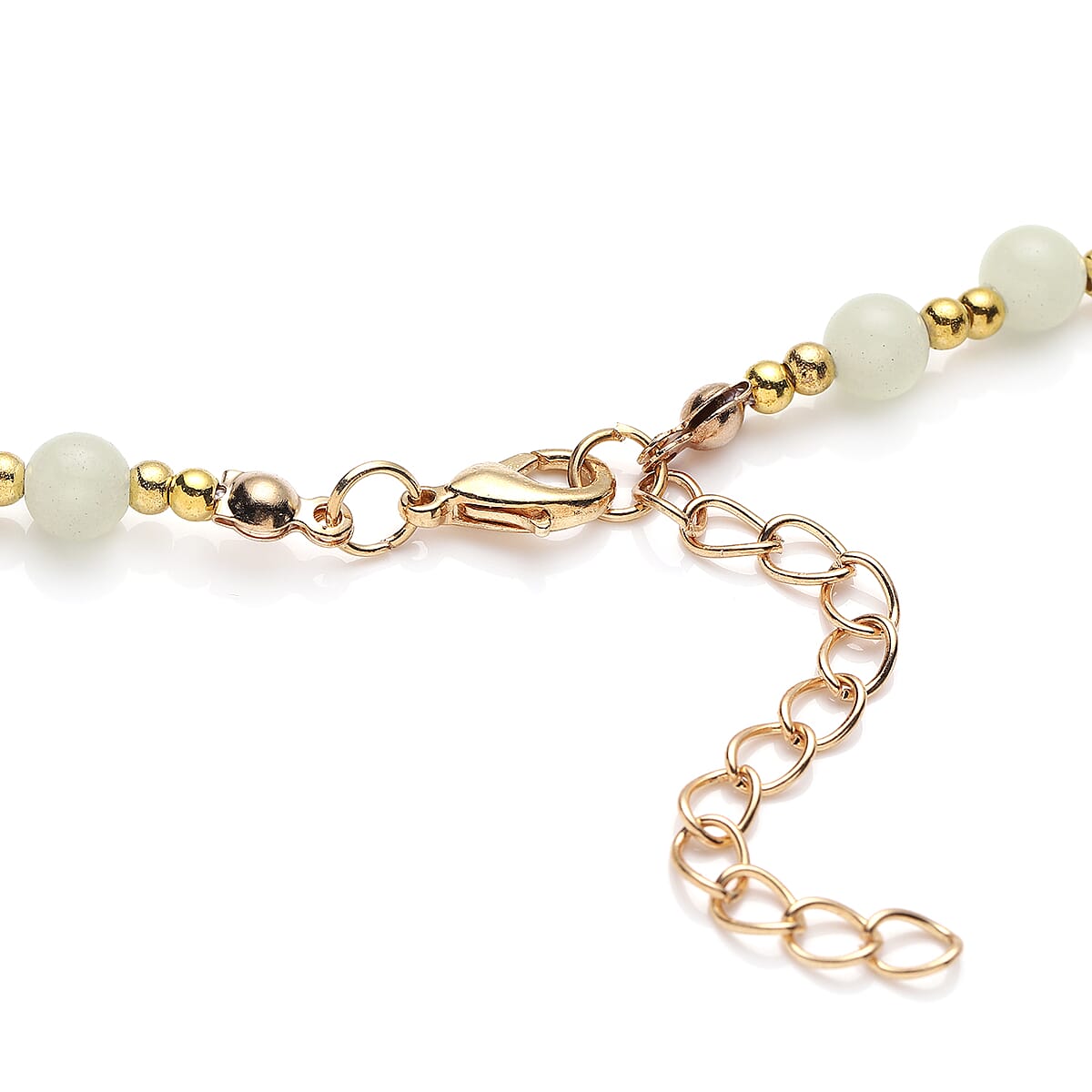 Feng Shui Luminous Beaded with Pi Xiu Pendant Necklace 18 Inches in Goldtone 79.00 ctw image number 5