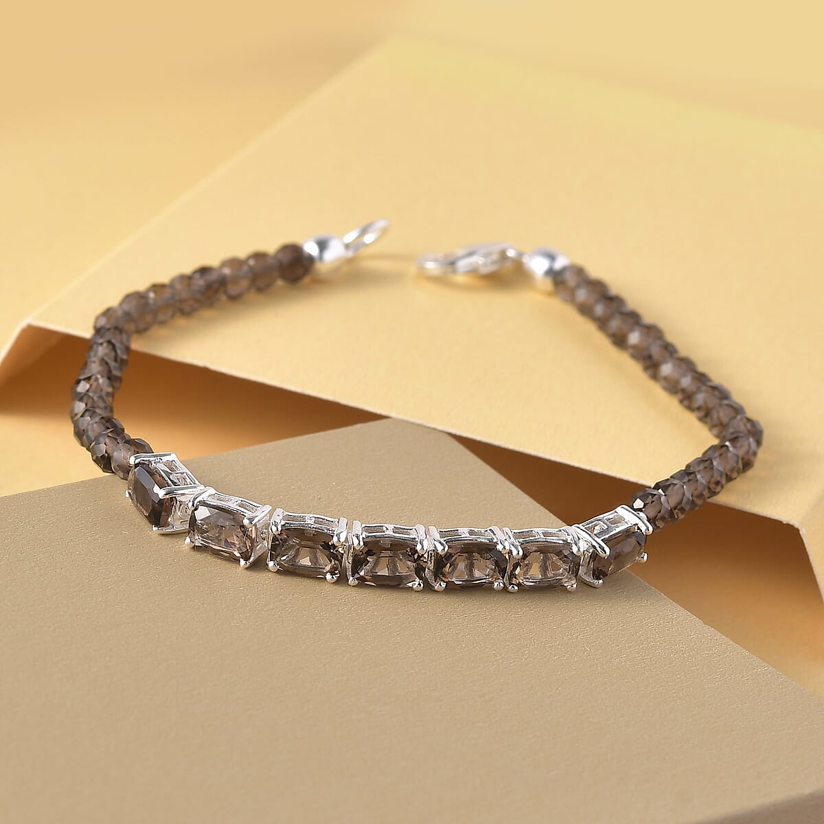Brazilian Smoky Quartz Bracelet in Sterling Silver (7.25 In) 15.40 ctw image number 4