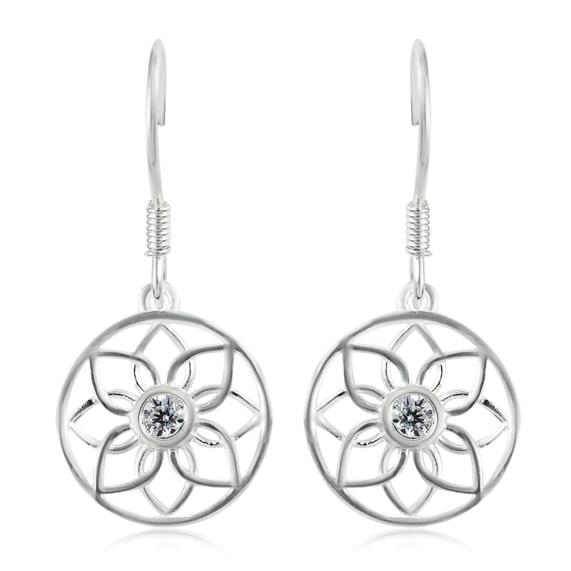 Simulated Diamond Hoop Earrings in Sterling Silver