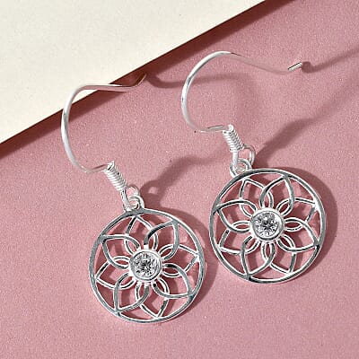 Simulated Diamond Hoop Earrings in Sterling Silver