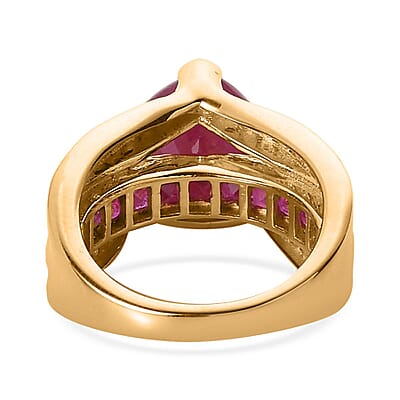 Niassa Ruby (FF) and White Zircon Ring in Vermeil Yellow Gold Over Sterling Silver (Size 10.0) 11.25 ctw