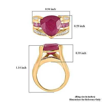 Niassa Ruby (FF) and White Zircon Ring in Vermeil Yellow Gold Over Sterling Silver (Size 10.0) 11.25 ctw