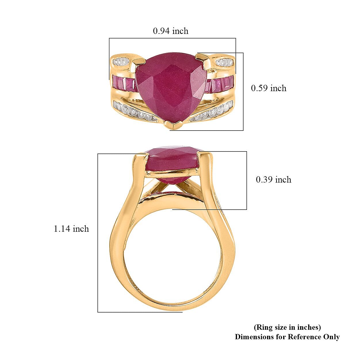 Niassa Ruby (FF) and White Zircon Ring in Vermeil Yellow Gold Over Sterling Silver (Size 6.0) 11.25 ctw image number 5
