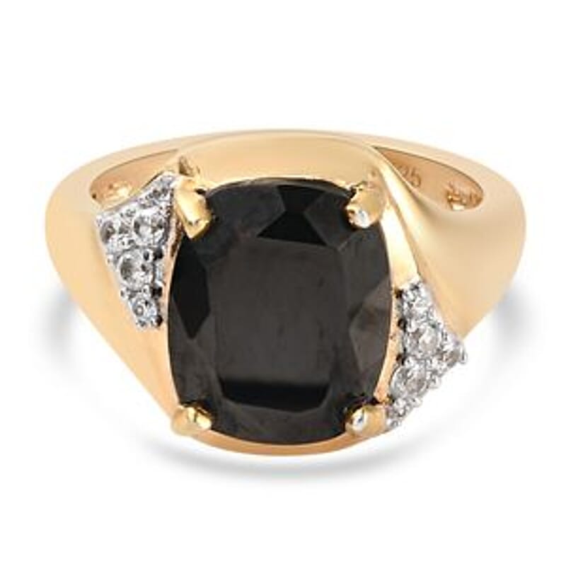 Elite Shungite and Multi Gemstone 2.66 ctw Ring in 14K Yellow Gold Over Sterling Silver (Size 8)