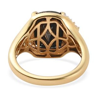 Elite Shungite and Multi Gemstone 2.66 ctw Ring in 14K Yellow Gold Over Sterling Silver (Size 8)