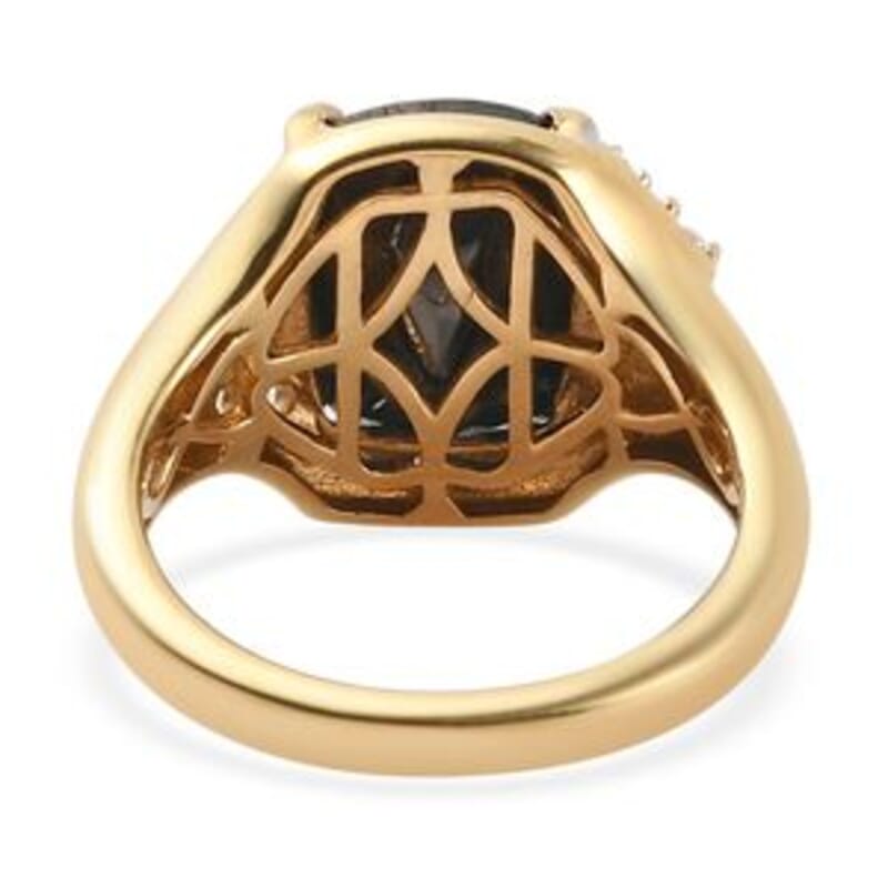 Elite Shungite and Multi Gemstone 2.66 ctw Ring in 14K Yellow Gold Over Sterling Silver (Size 8)