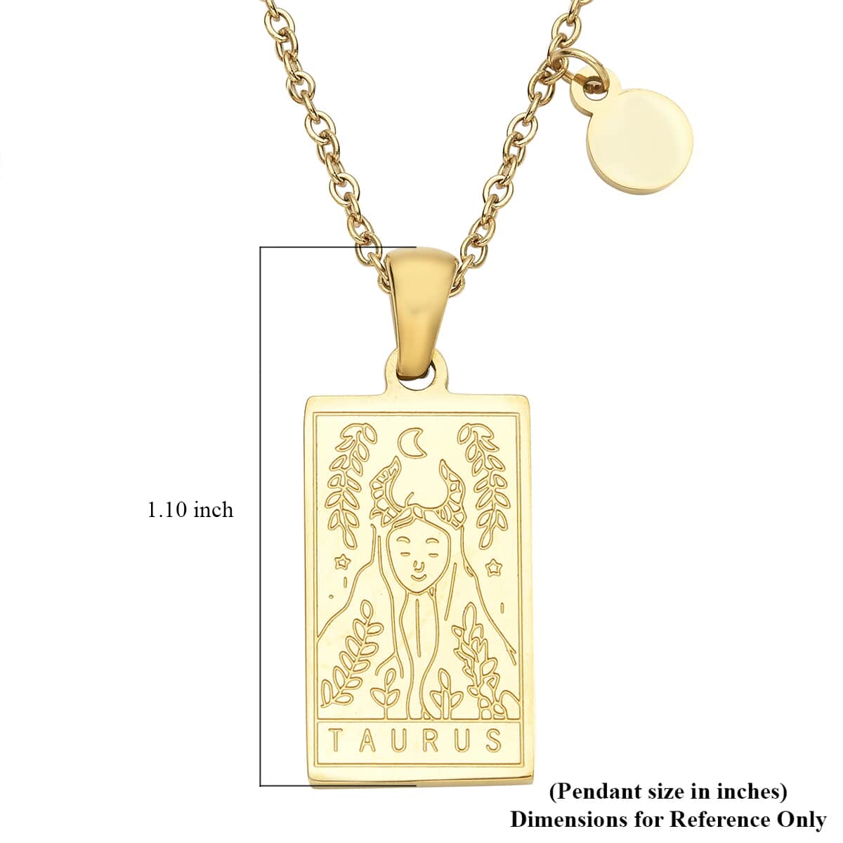Taurus Zodiac Engraved Dog Tag Pendant Necklace 17.5 Inches in ION Plated Yellow Gold Stainless Steel image number 4