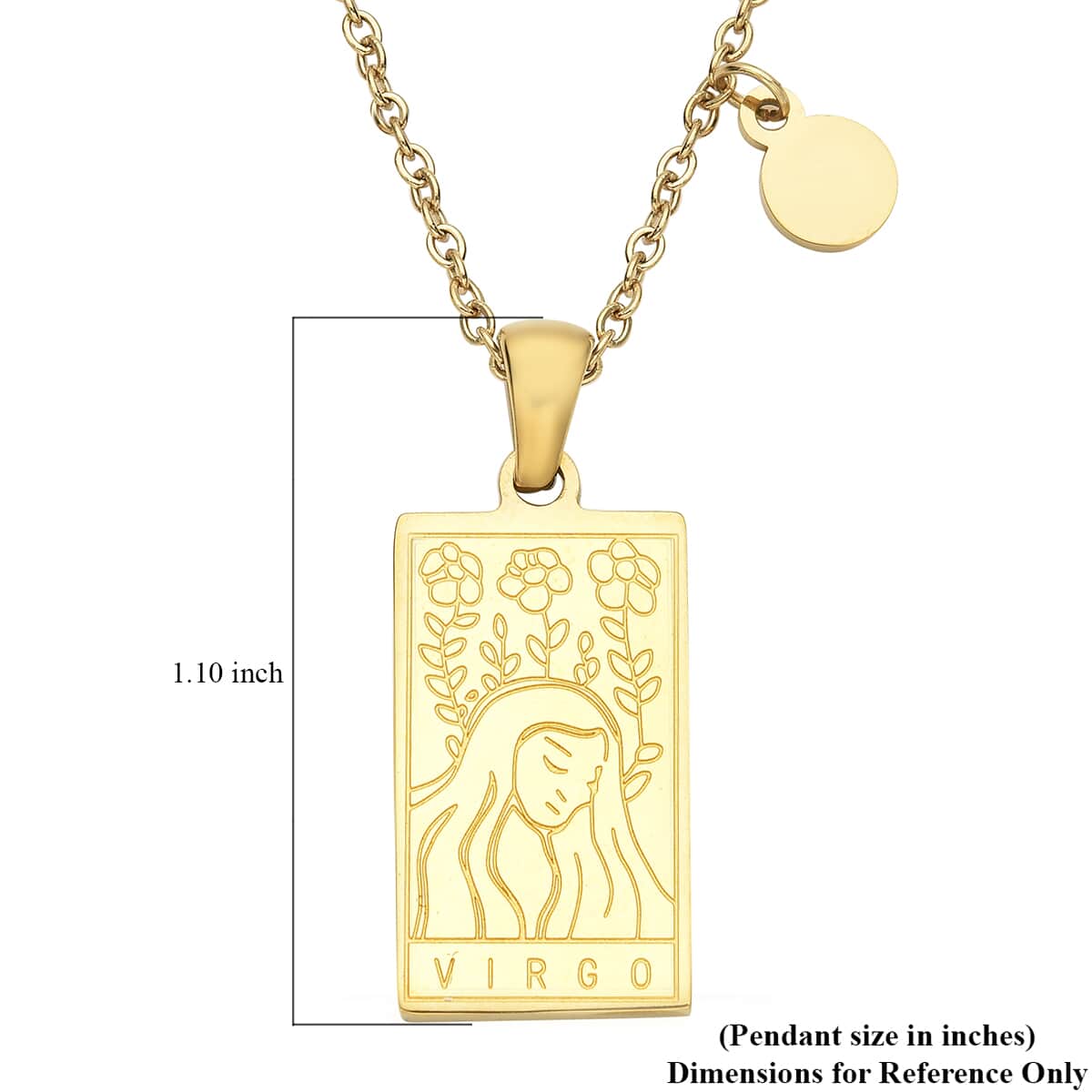 Virgo Zodiac Engraved Dog Tag Pendant Necklace 17.5 Inches in ION Plated Yellow Gold Stainless Steel image number 4