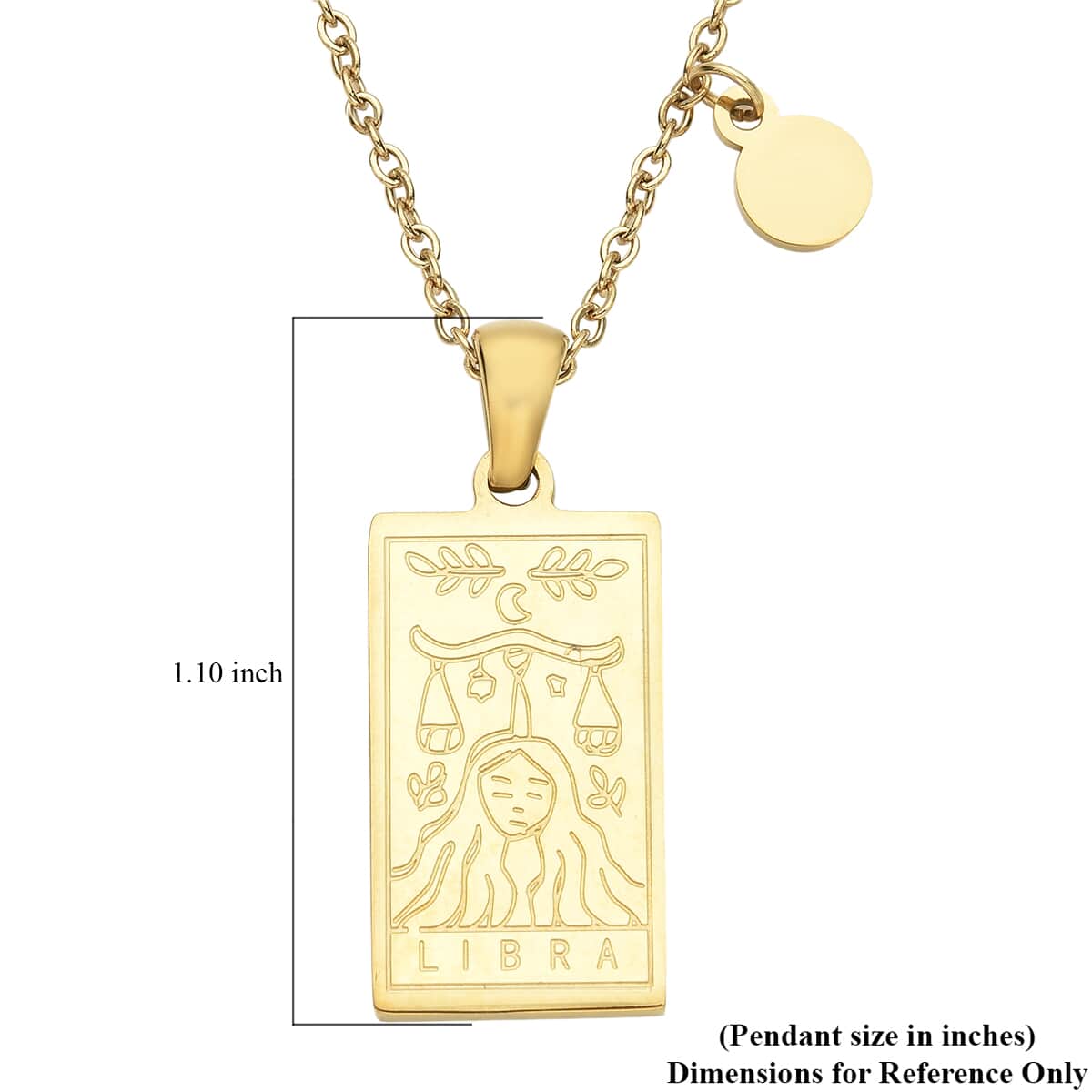 Libra Zodiac Engraved Dog Tag Pendant Necklace 17.5 Inches in ION Plated Yellow Gold Stainless Steel image number 4