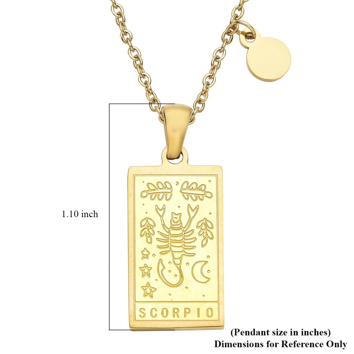 Scorpio Zodiac Engraved Dog Tag Pendant Necklace 17.5 Inches in ION Plated Yellow Gold Stainless Steel image number 4