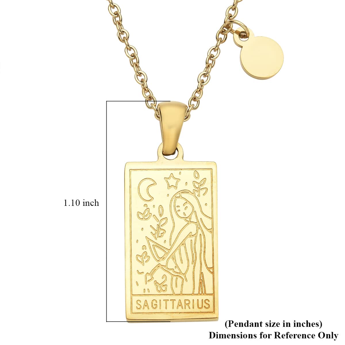 Sagittarius Zodiac Engraved Dog Tag Pendant Necklace 17.5 Inches in ION Plated Yellow Gold Stainless Steel image number 4