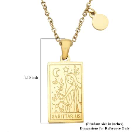 Sagittarius Zodiac Engraved Dog Tag Pendant Necklace 17.5 Inches in ION Plated Yellow Gold Stainless Steel image number 4