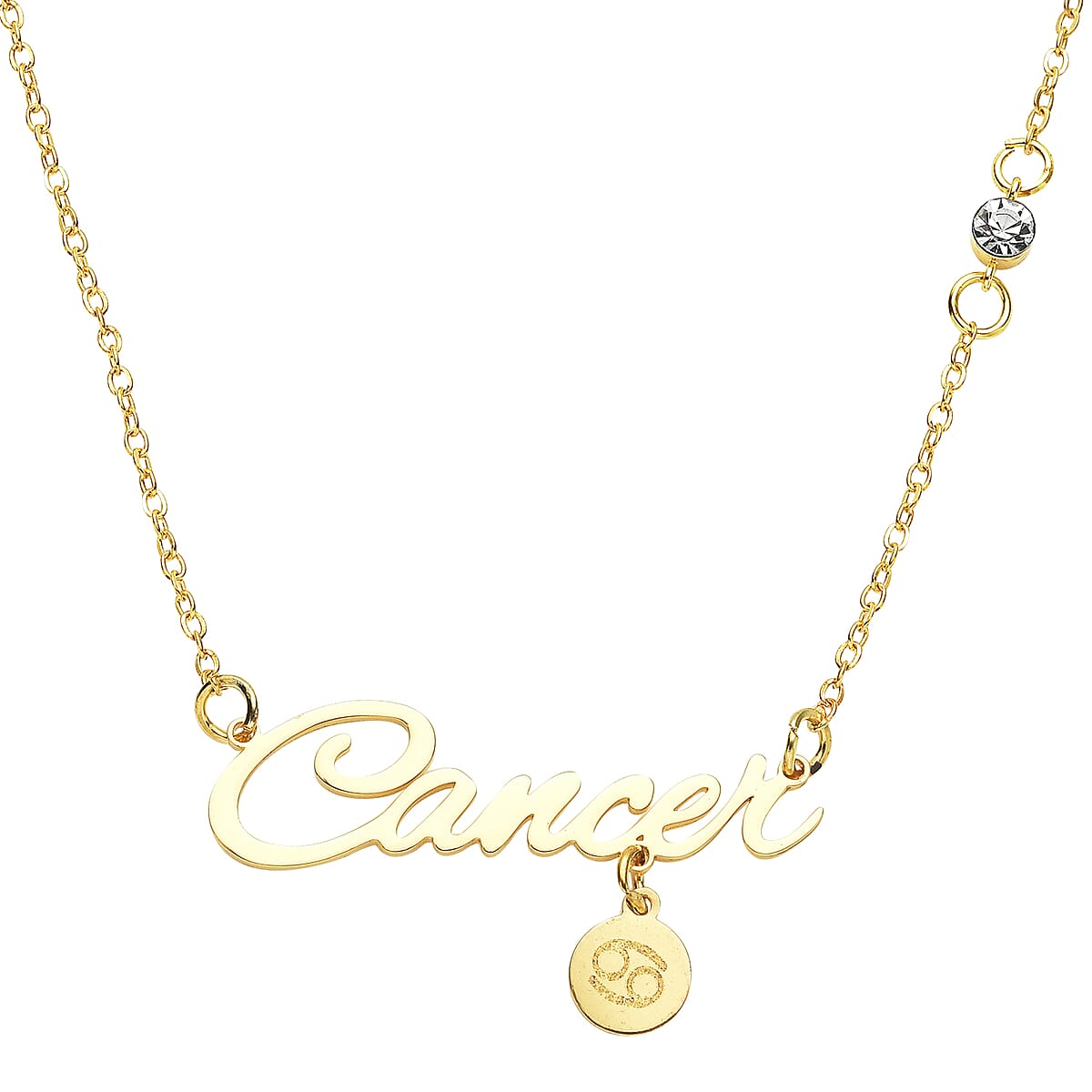 Austrian Crystal Cancer Zodiac Necklace 20 Inches in Goldtone and ION Plated Yellow Gold Stainless Steel image number 1