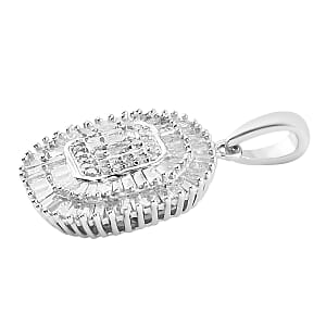 Diamond Cluster Pendant in Platinum Over Sterling Silver 2.35 Grams 1.50 ctw