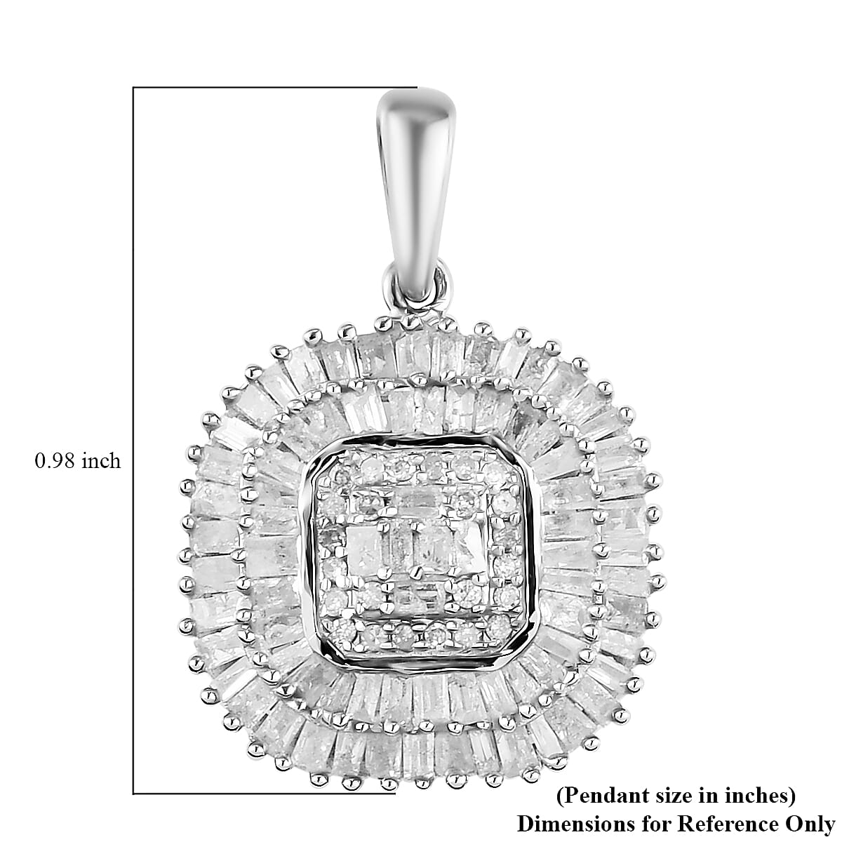 Diamond Cluster Pendant in Platinum Over Sterling Silver 2.35 Grams 1.50 ctw image number 5