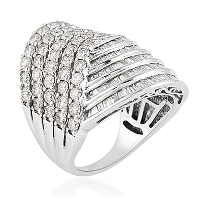 10K White Gold G-H I1 Diamond Swirl Design Cocktail Ring (Size 7.0) 10 Grams 4.00 ctw