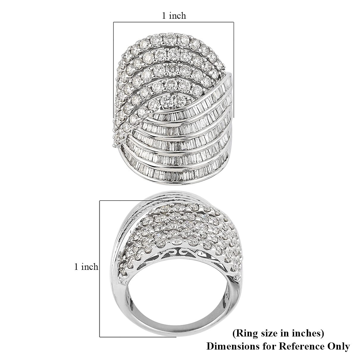 10K White Gold G-H I1 Diamond Swirl Design Cocktail Ring (Size 7.0) 10 Grams 4.00 ctw