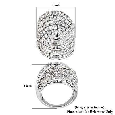 10K White Gold G-H I1 Diamond Swirl Design Cocktail Ring (Size 7.0) 10 Grams 4.00 ctw