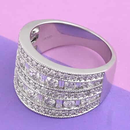 NY CLOSEOUT 14K White Gold I1-I2 Diamond 5 Row Ring (Size 7.0) 8.80 Grams 2.00 ctw image number 1