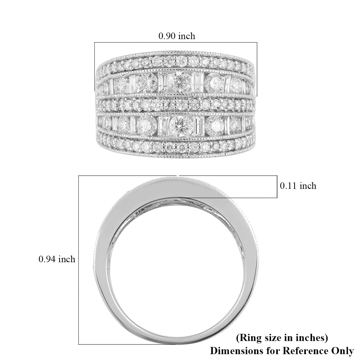 NY CLOSEOUT 14K White Gold I1-I2 Diamond 5 Row Ring (Size 7.0) 8.80 Grams 2.00 ctw image number 5