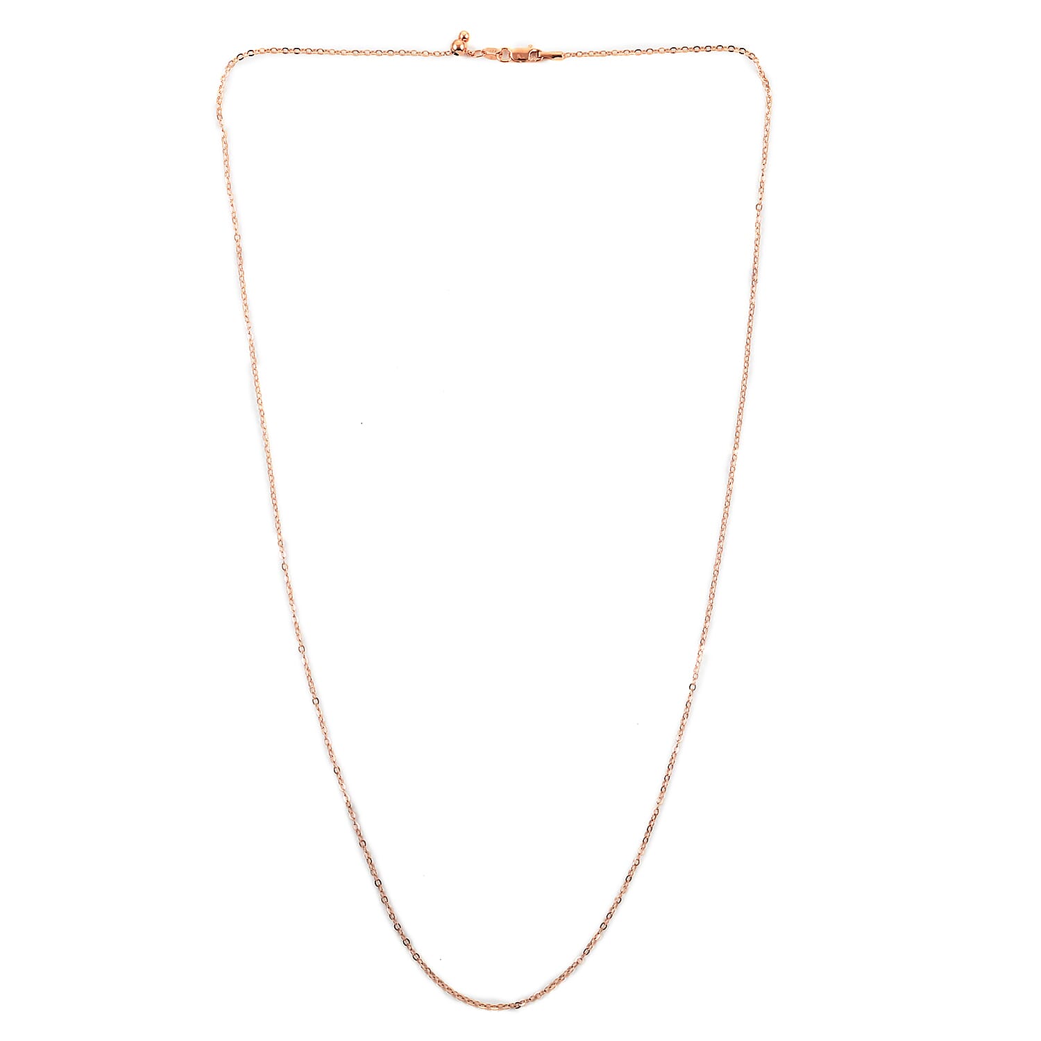 14K Rose Gold Over Sterling Silver Adjustable Bolo Rolo Chain 24 Inches 1.90 Grams
