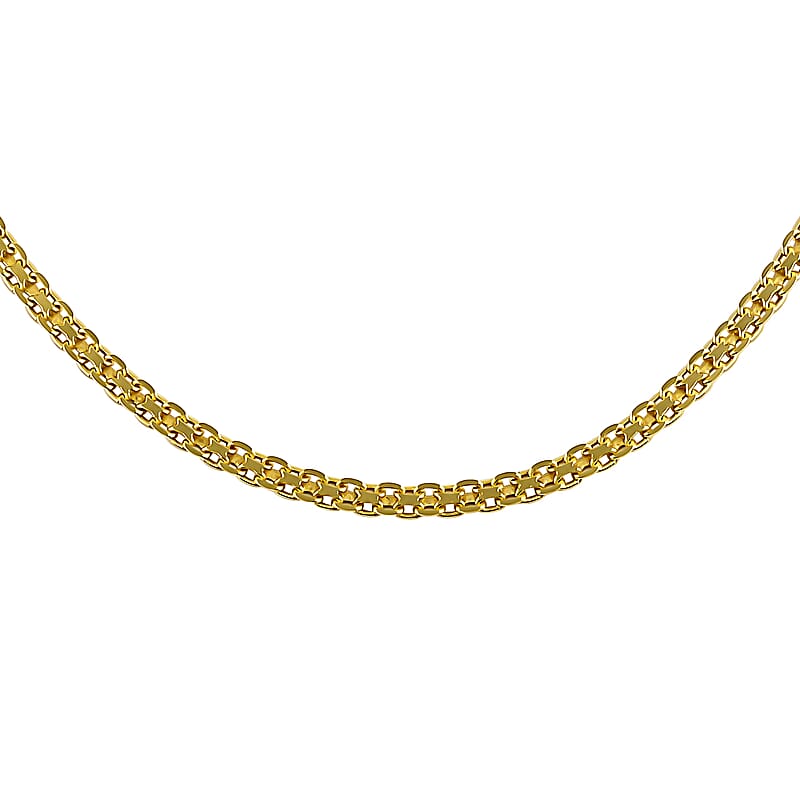 Italian 14K Yellow Gold Over Sterling Silver Bismark Chain 20 Inches 3 Grams