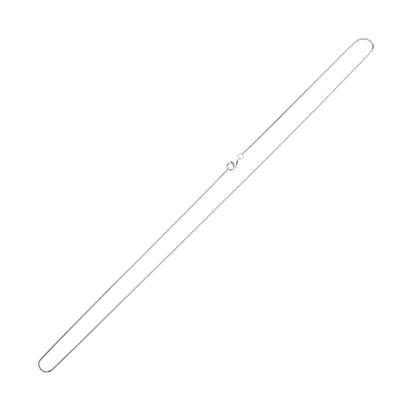 Rhodium Over Sterling Silver 0.8mm Box Chain 20 Inches 2.30 Grams