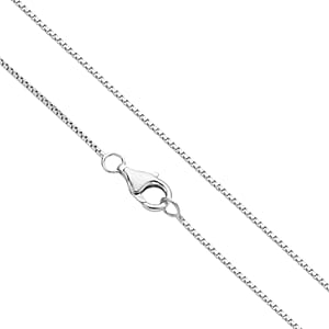 Rhodium Over Sterling Silver 0.8mm Box Chain 20 Inches 2.30 Grams