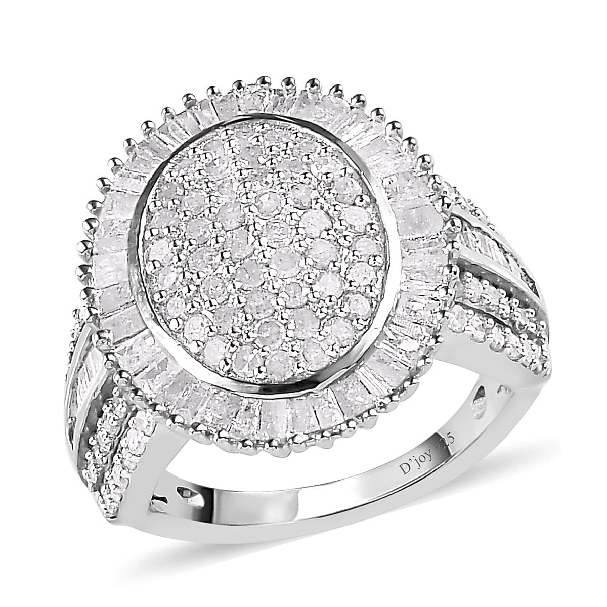 Diamond 2.00 ctw Cocktail Ring in Platinum Over Sterling Silver (Size 6.0)