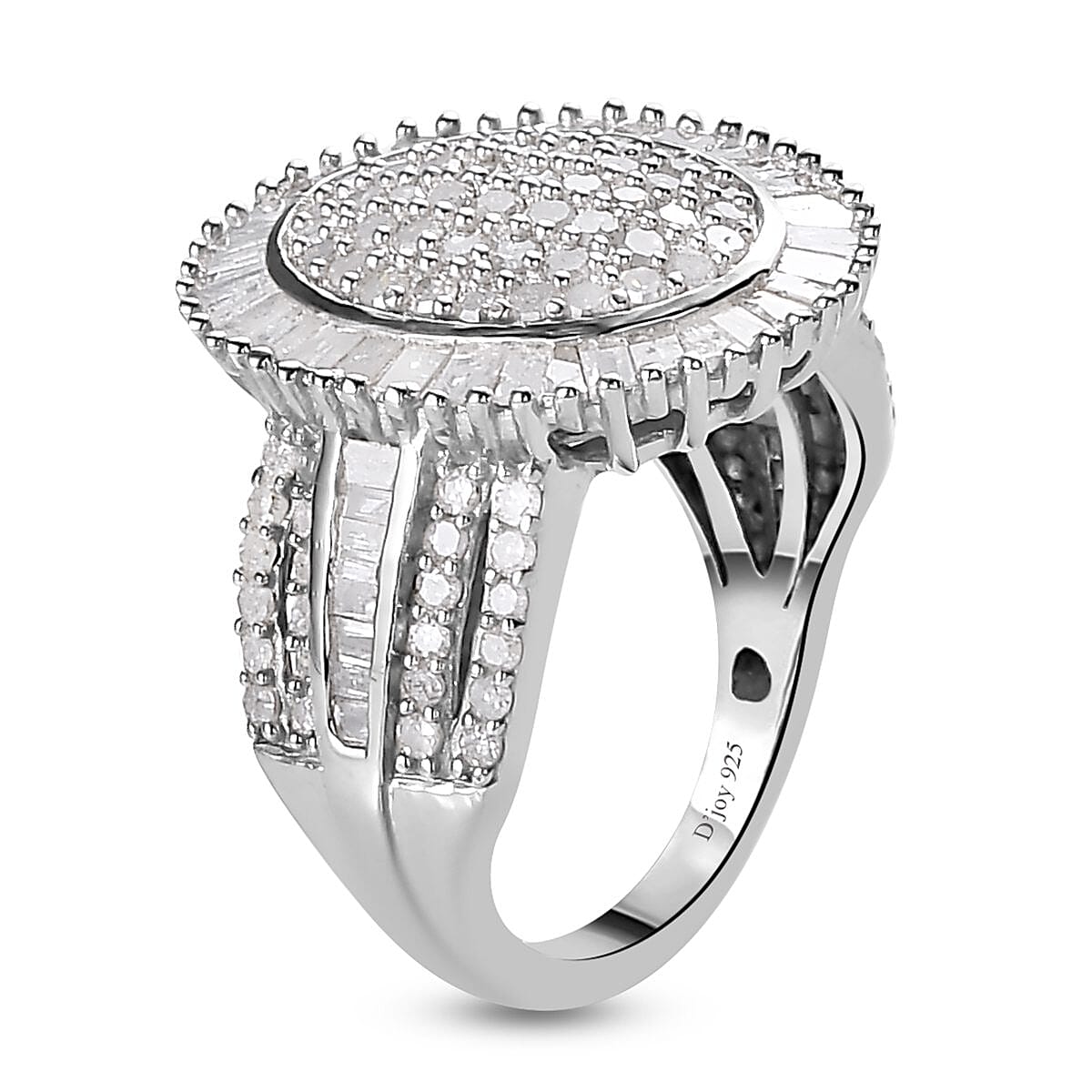 Diamond 2.00 ctw Cocktail Ring in Platinum Over Sterling Silver (Size 6.0)
