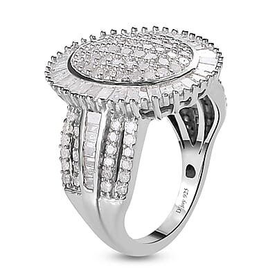 Diamond 2.00 ctw Cocktail Ring in Platinum Over Sterling Silver (Size 6.0)