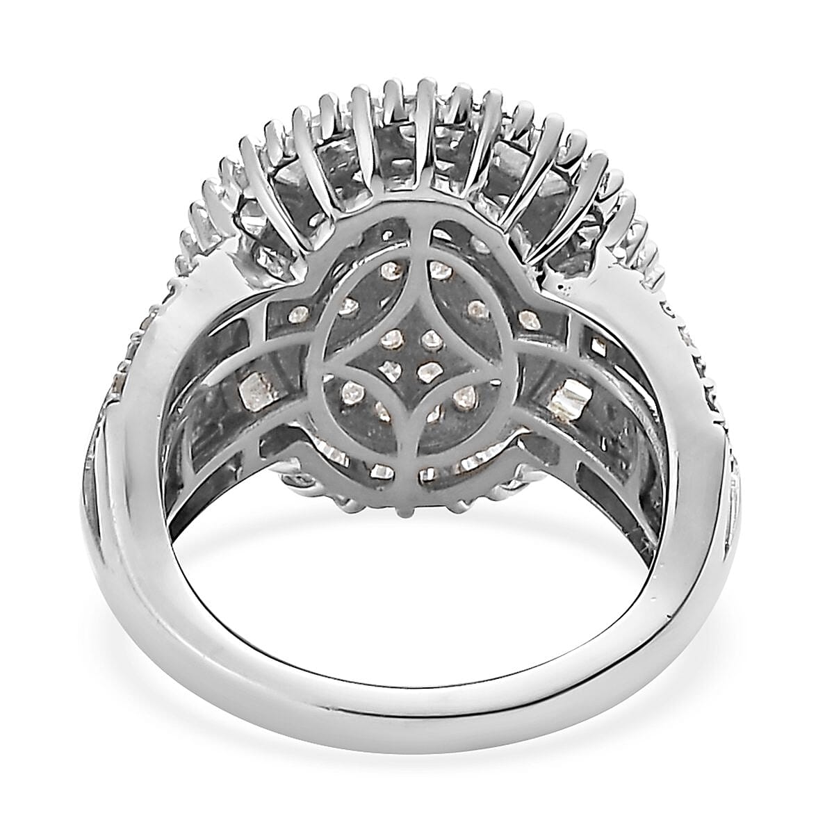 Diamond 2.00 ctw Cocktail Ring in Platinum Over Sterling Silver (Size 6.0)