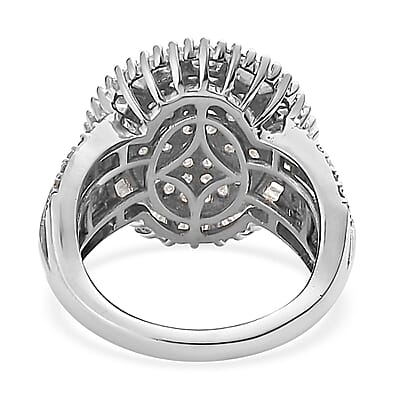Diamond 2.00 ctw Cocktail Ring in Platinum Over Sterling Silver (Size 6.0)